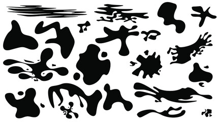 Black Spray Different Set Paint Blot Element Vector Object Brush