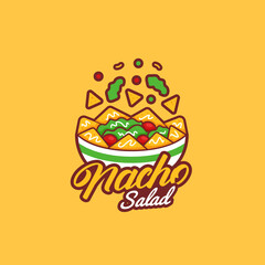 Taco nacho mexican salad bowl logo icon symbol illustration