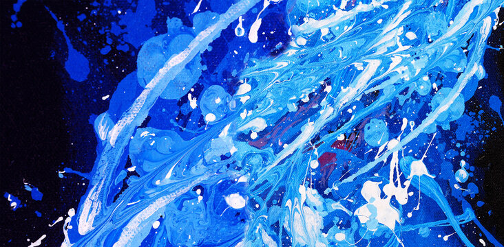 Blue Oil Painting Brush Stroke Abstract Background Texture  Design Illustration.