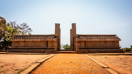 Fototapeta premium Raja Gopuram built by Pallavas, This is UNESCO's World Heritage Site located at Great South Indian architecture, Tamil Nadu, Mamallapuram, or Mahabalipuram