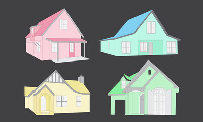 hand drawn pastel color house doolde