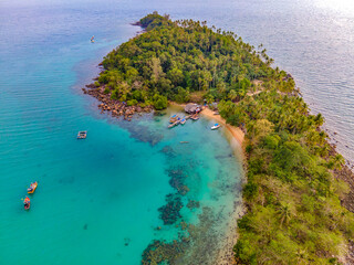 Aerial view of nature tropical paradise island beach enjoin a good summer beautiful time on the...