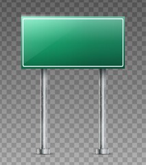 Vector realistic green road sign. Isolated on white background.