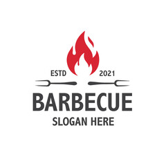 Barbecue logo inspiration. Food or grill design template. Vector illustration concept
