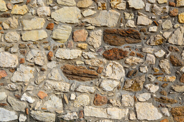 Old wall texture of various stones