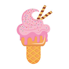pink ice cream in cone