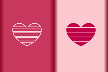 Vector heart, love icon minimal flat simple pink heart concept symbols. curve line and object shape creative logo design isolated on background.
