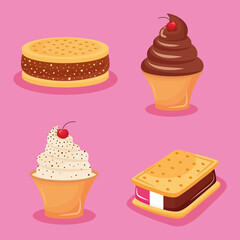 four iced confectionery icons