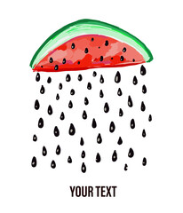 Watermelon card for summer greetings or sale. Vector graphic illustration - 427947732