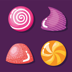 four sweet candies