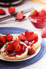 Wheat sandwiches with strawberry marmalade