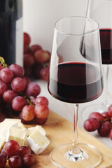 Red wine in a transparent white glass