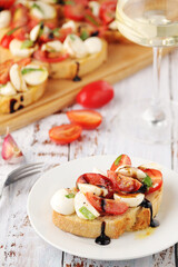 Italian bruschetta with tomatoes and mozzarella