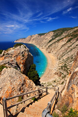 Platia Ammos beach in Kefalonia island, Ionian sea, Greece.