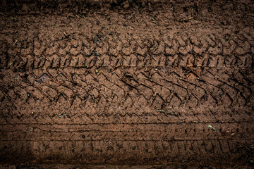 wheel track on mud for background