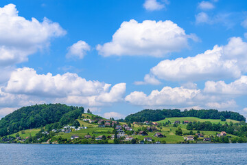 Obraz premium Waterview on Swiss village near Lucerne, Switzerland.