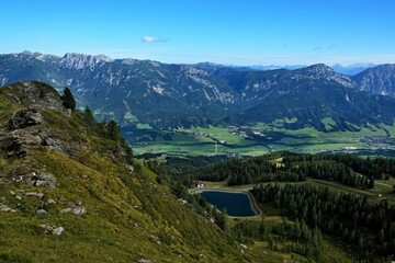 Fototapeta na wymiar Austrian Alps-view on the massif Dachstein from Hauser Kaibling