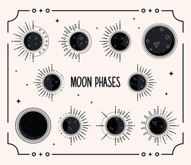 ten moons phases and lettering