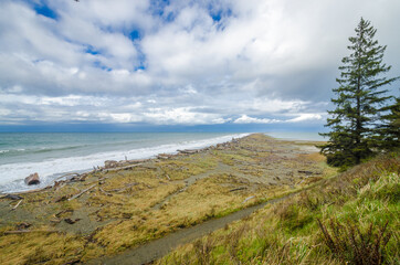 Fragment of ocean view from Port Angeles Waterfront Trail in Olympics park, Washington, USA