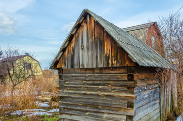 An old wooden house in the village.