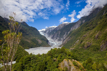 Naklejka na ściany i meble Scenic view of the Franz Joseph Glacier in New Zealand