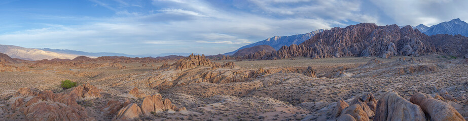 Alabama Hills at sunset with Lone Pine Peak in the background, Eastern Sierra, California, USA.