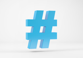 Hashtag sign isolated in 3d rendering