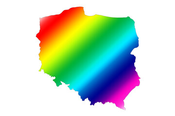 Kolorowa Polska bez znaków zarys mapa kształt. - obrazy, fototapety, plakaty