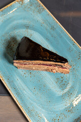Chocolate raspberry cake served on a plate