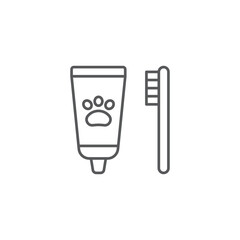 Dental hygiene for pets icon isolated on white background. Toothbrush and toothpaste. Teeth cleaning. Vector