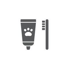 Dental hygiene for pets icon isolated on white background. Toothbrush and toothpaste. Teeth cleaning. Vector