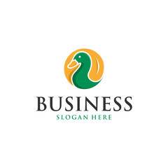 Animal Duck Circle Vector Logo Design