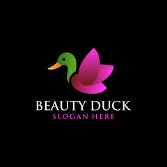 Animal Duck Fly Vector Logo Design