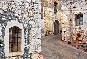 Fototapeta na wymiar Traditional Cretan architecture in Koutouloufari village, municipality of Hersonissos, Heraklion, Crete island, Greece 