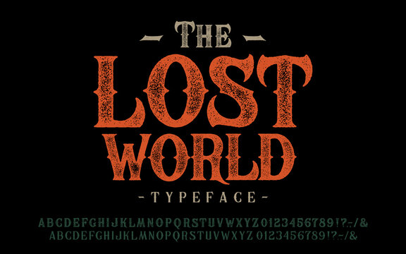 Font The Lost World. Craft retro vintage typeface 