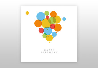 Minimalist Happy Birthday Card Illustration Template with Balloons
