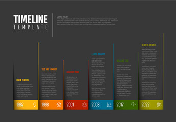 Infographic Dark Timeline Template with Blocks