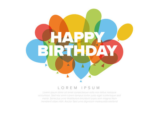 Minimalist Happy Birthday Card Illustration Template with Balloons