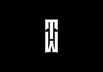 Initial Letter TW vertical parallel minimalist
