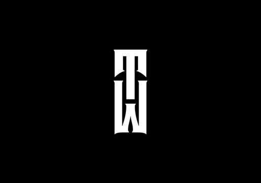 Initial Letter TW vertical parallel minimalist