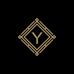 Initial Y Monogram simple Luxury Vintage Square. logo design inspiration