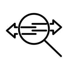 magnifying glass with arrow icon line concept