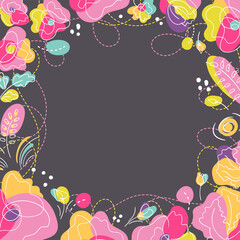 Summer floral dark background for social network post