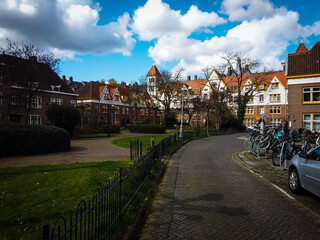White buildings in a Picturesque neighbourhood in Amsterdam