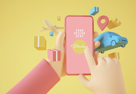 Phone Mockup with Online Delivery Elements