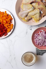 Ingredients for raw beer stew chicken recipe