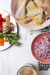 Ingredients for raw beer stew chicken recipe