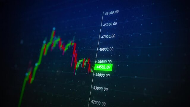 Cryptocurrency graph candle stick. Stock exchange market tickers chart of ethereum or bitcoin. Business index orders Prices rising and downtrend. Gaining value on market. Financial Stats concept