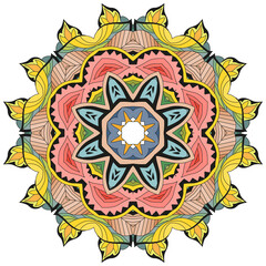 Colorful cute Mandalas. Decorative unusual round ornaments.