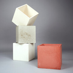 Concrete cubes in different colors